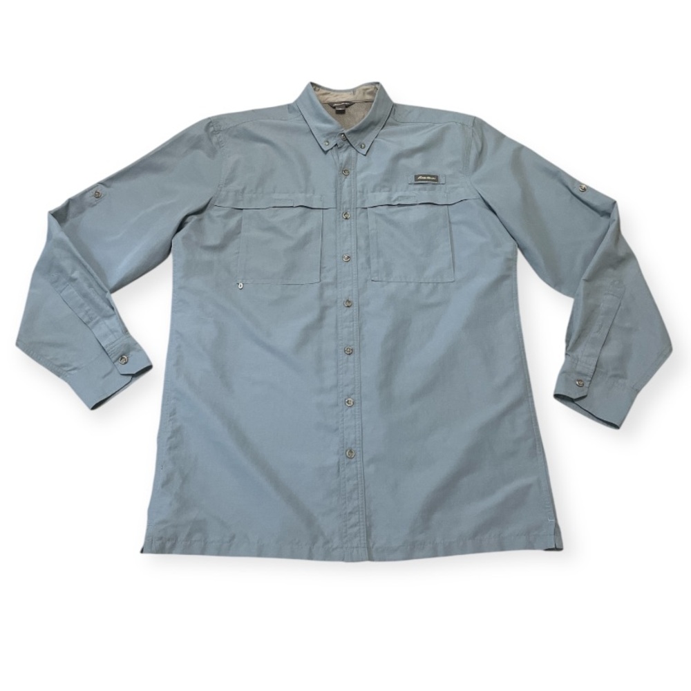 Men's Eddie Bauer Voyager Flex Long-Sleeve Shirt Size Tall Large Blue Hiking